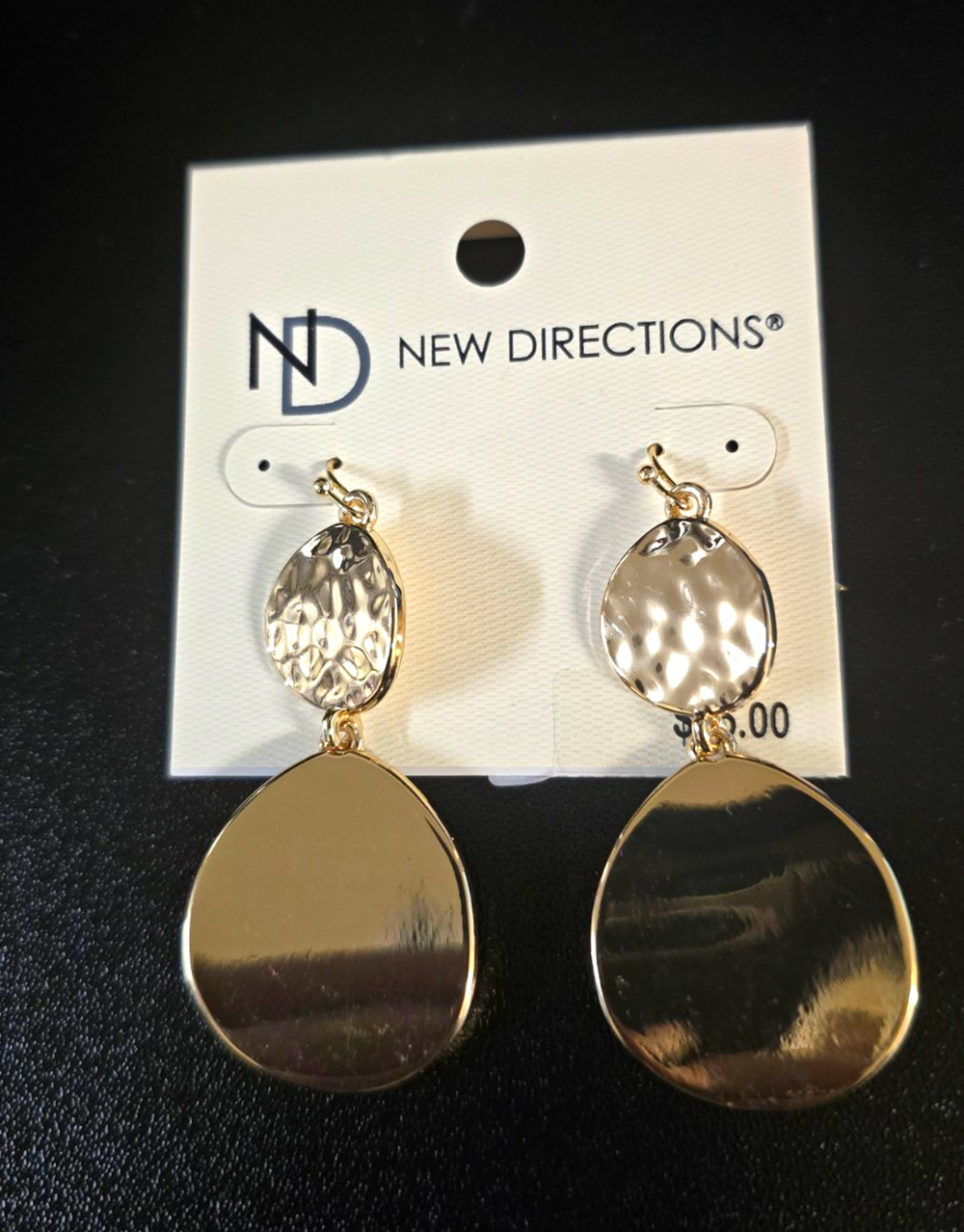 New Directions Silver Tone Textured Teardrop Dangle Hook Earrings